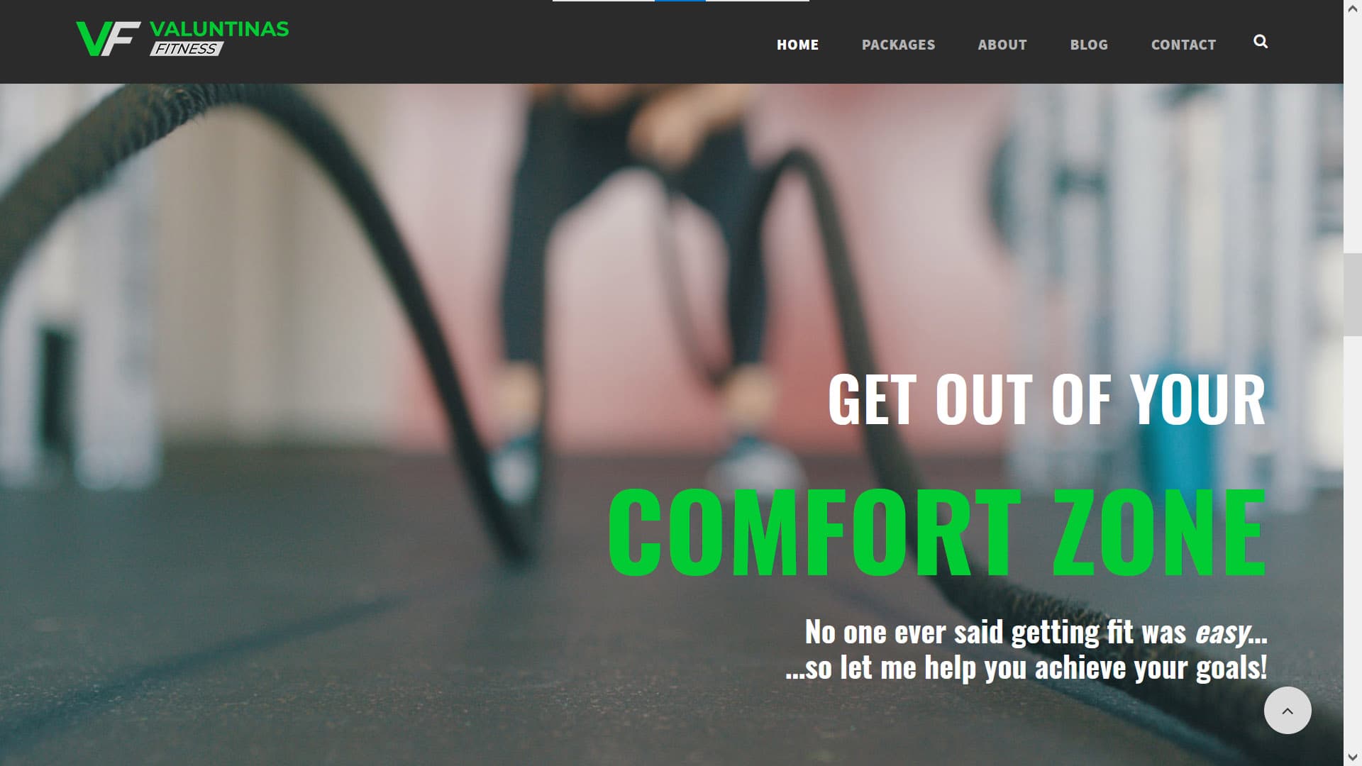 Valuntinas Fitness website — get out of your comfort zone